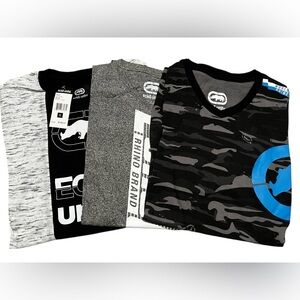 Ecko Unlimited men's 3 t-shirt bundle short sleeve Black, White, Gray size small